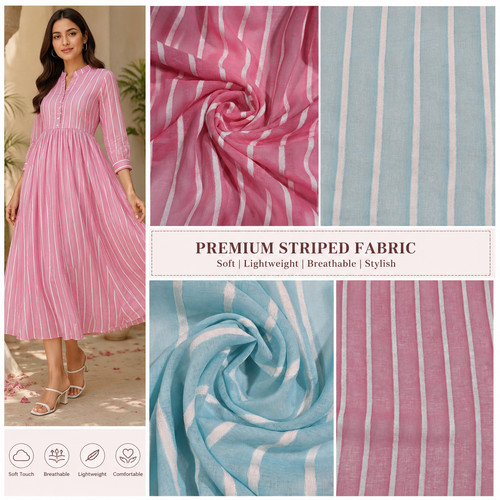 Premium striped cotton fabric - striped,