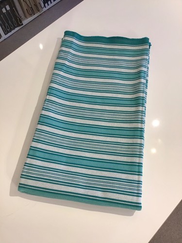Teal white stripe - white, fabric